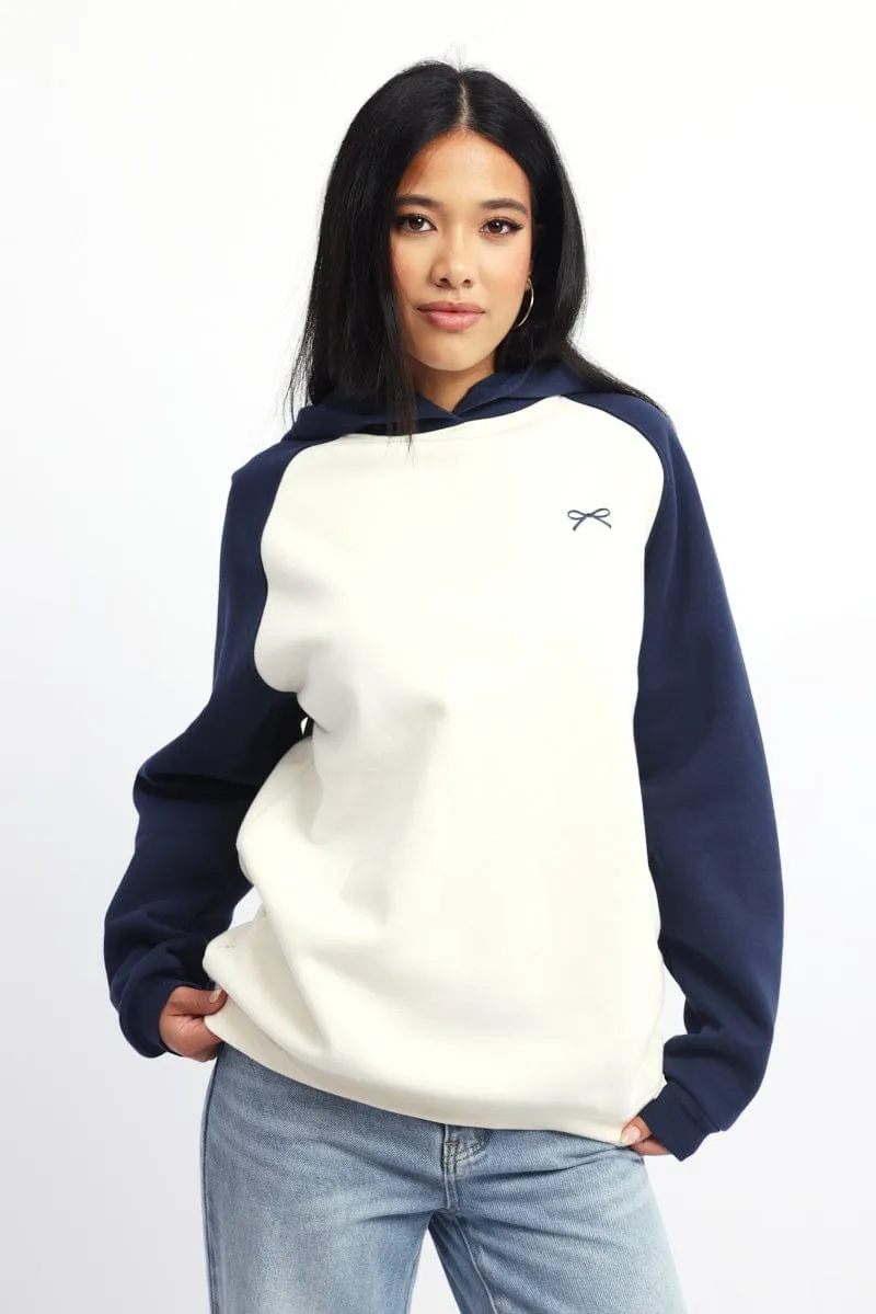 Sporty Comfort Essential Active Blue Graphic Sweater Hoodie