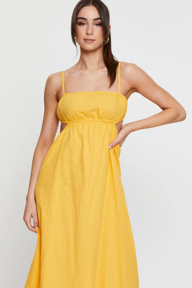 Season Flow Music Hall Orange Midi Dress Sleeveless