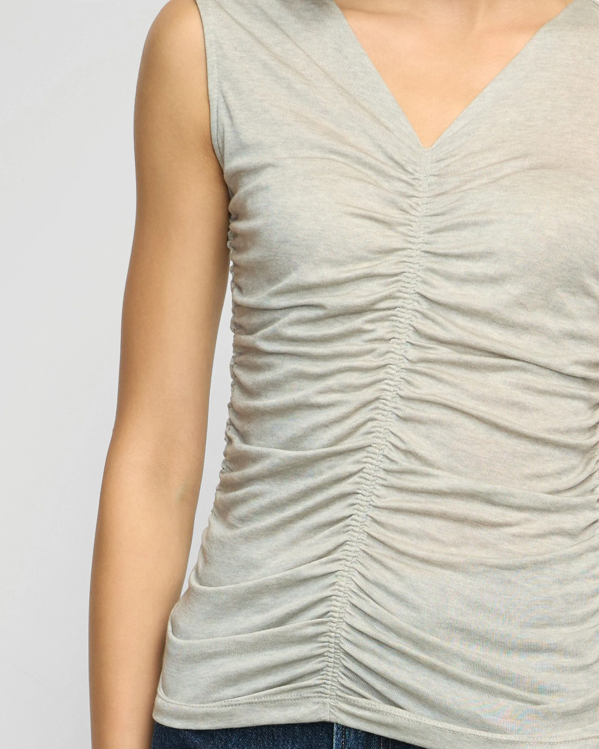 Saleha Ruched-Front Sleeveless Tank Elegant Detail