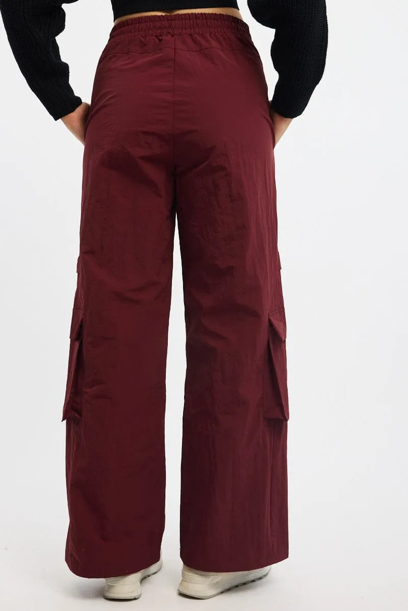 Red Cargo Pants High Rise slim fit Dynamic Flex Panels