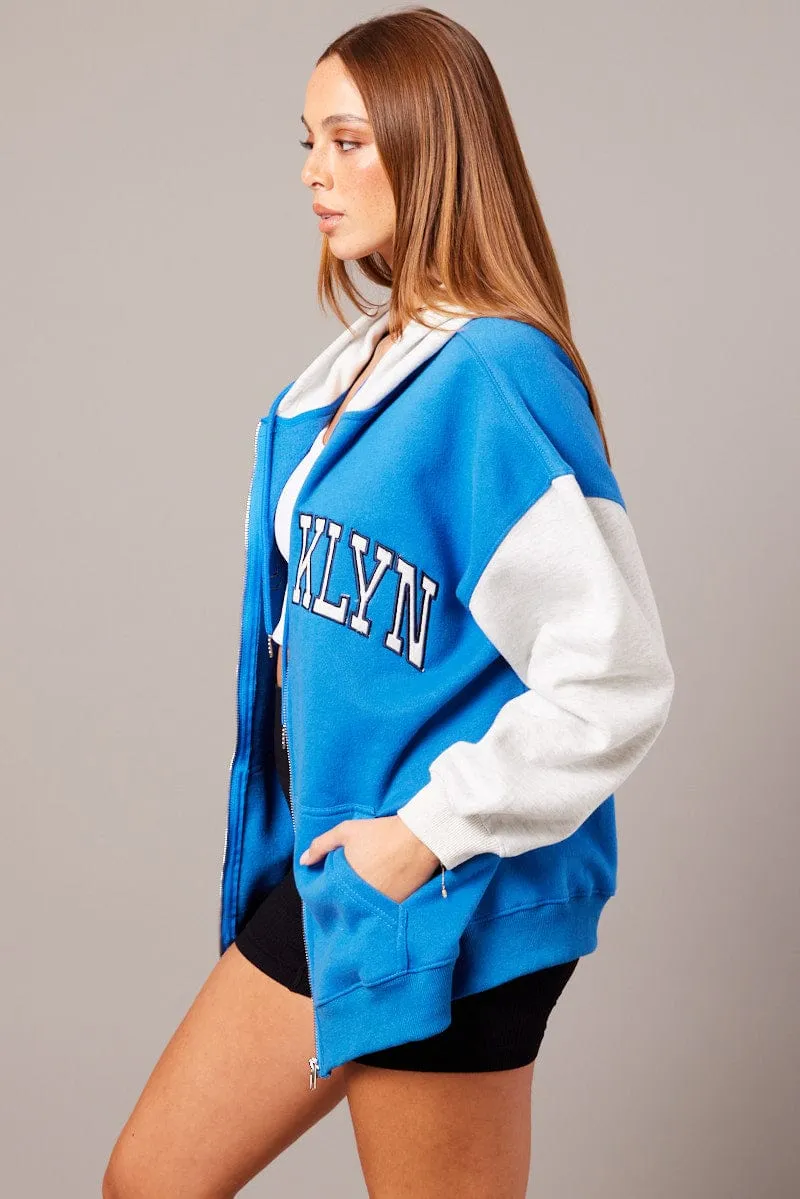 Blue Graphic Jacket Long Sleeve Hoodie product floral delicacy product hat style statement