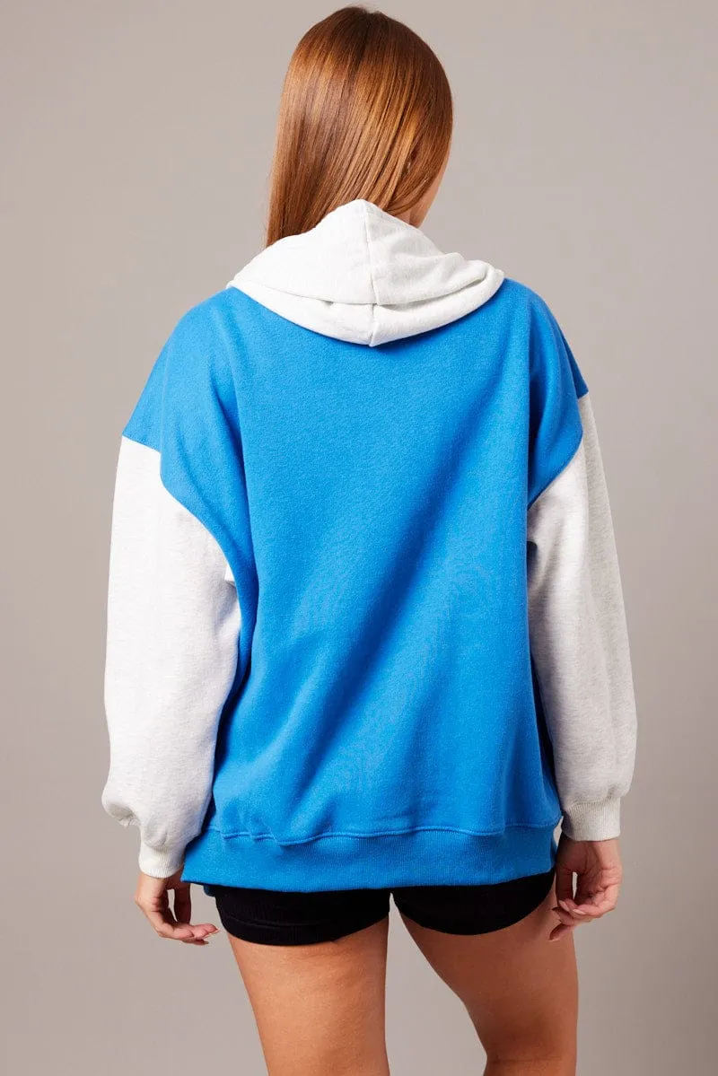 Blue Graphic Jacket Long Sleeve Hoodie Chilly Weather Chill Clothing