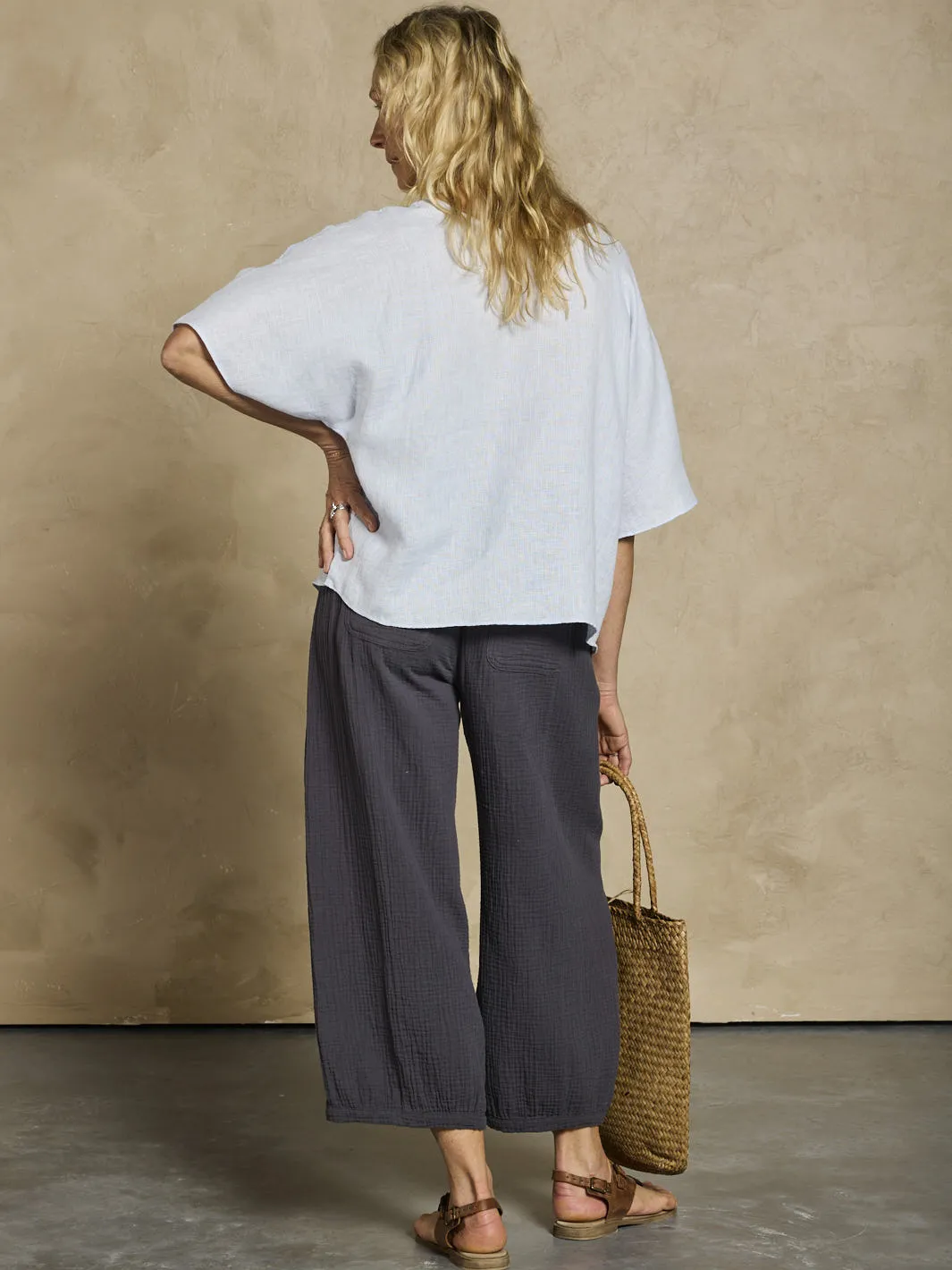 Sustainable production Selene Linen Top Serene Blue