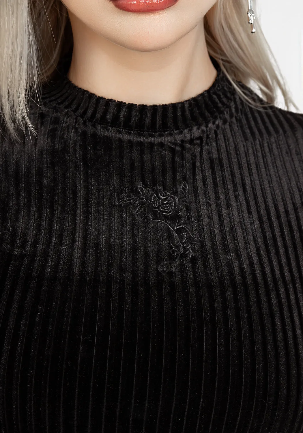 City Look Rosaline Velour Rib Crop Top