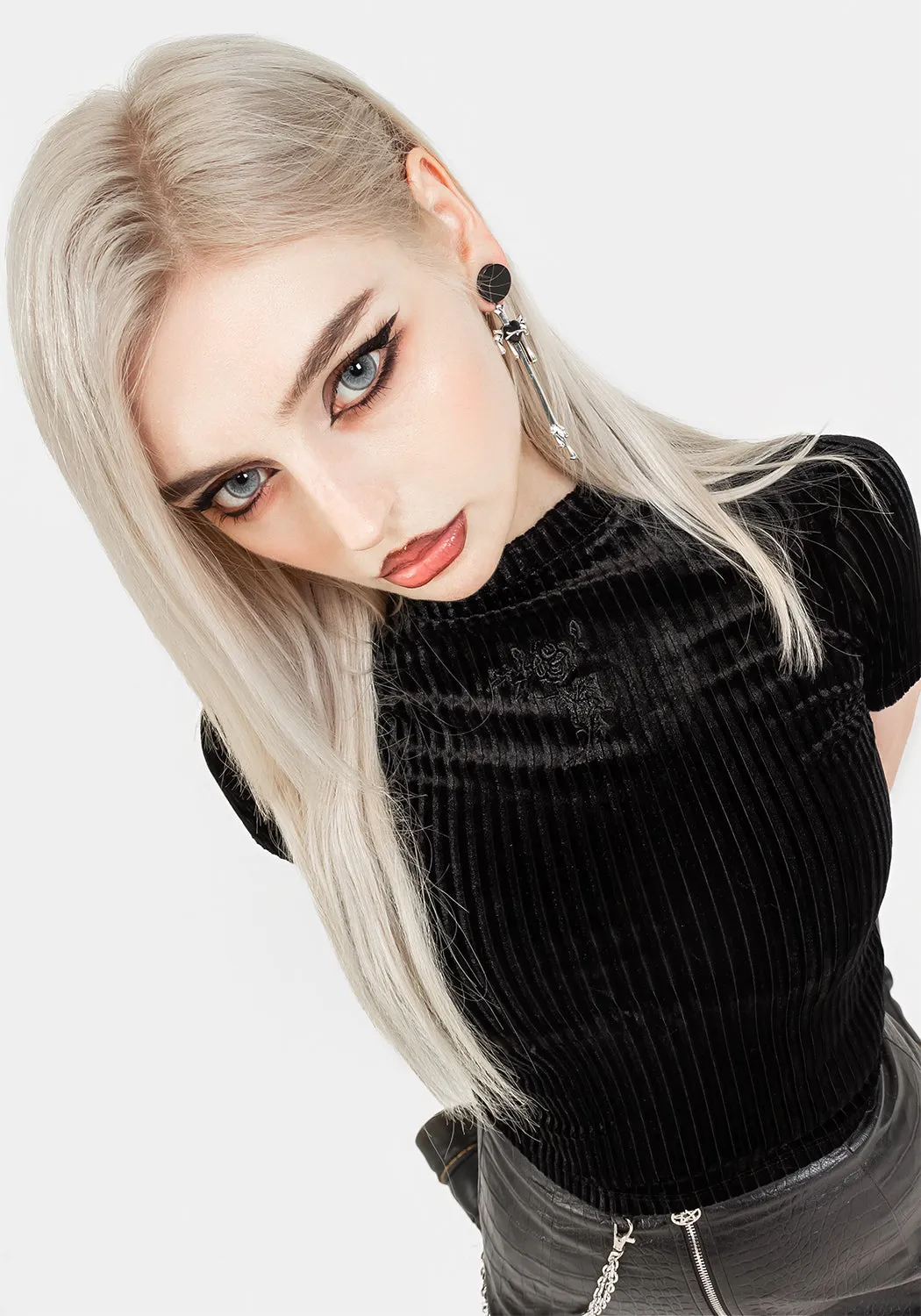Reinforced Hems certified Rosaline Velour Rib Crop Top