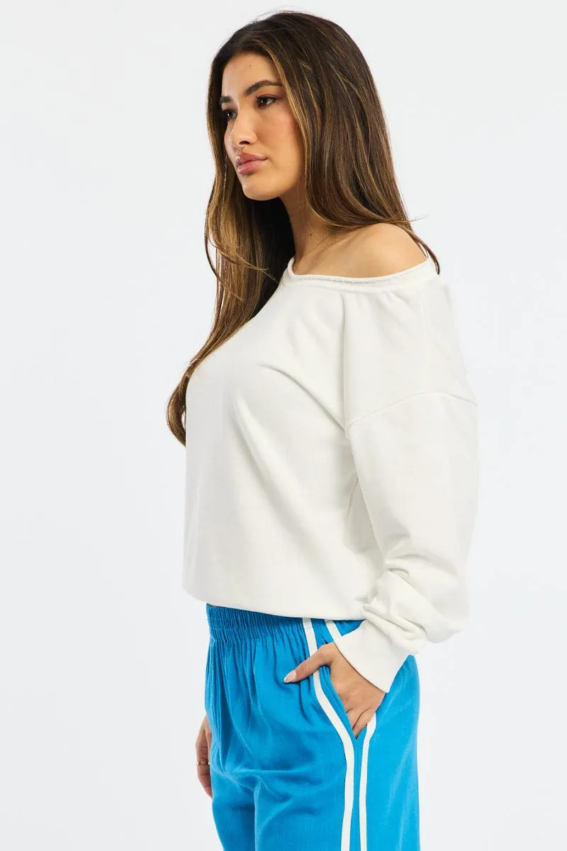Limited Edition White Off Shoulder Sweater Long Sleeve