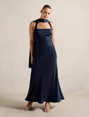 Sage Green April Open Back Satin Maxi Dress