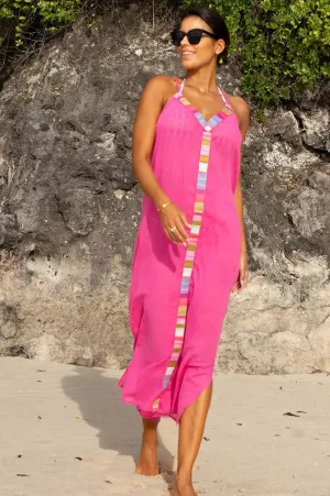 Comfortable event wear Relaxed and stylish dress Ipanema Embroidered Dress | Pink/Multi