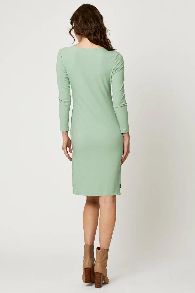 Green Bodycon Midi Dress Flattering Layers