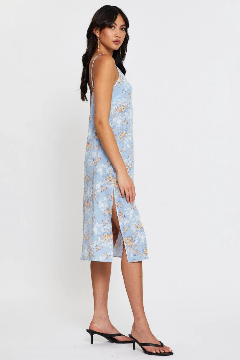 Print Midi Dress Sleeveless Petal Drift