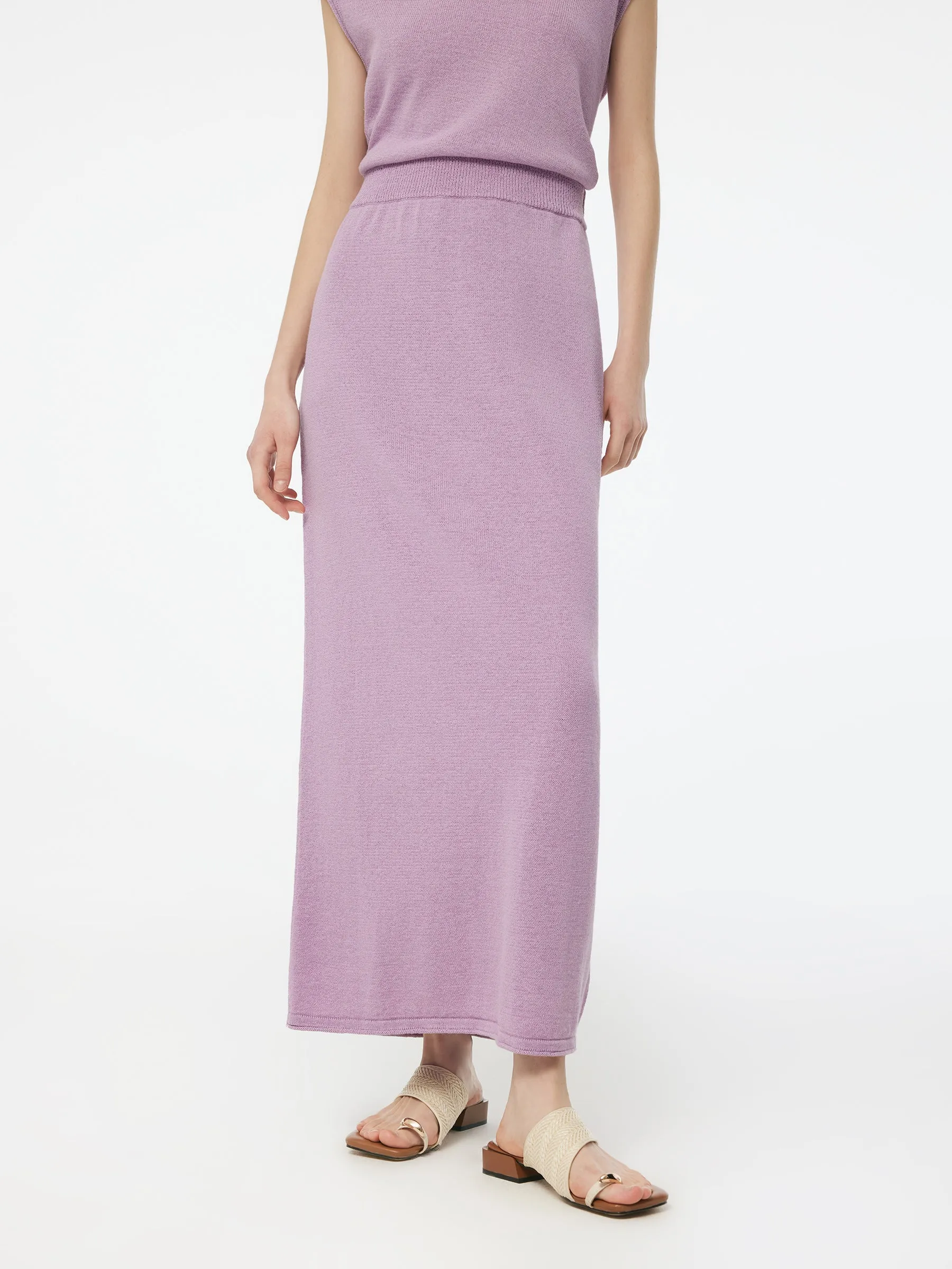 Linen Cotton Blend Women Knit Skirt Art Gallery Visit
