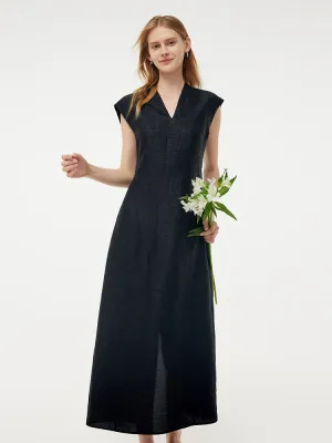 Cool Vest 18MM Xiang Yun Silk V-Neck Cap Sleeve Women Maxi Dress
