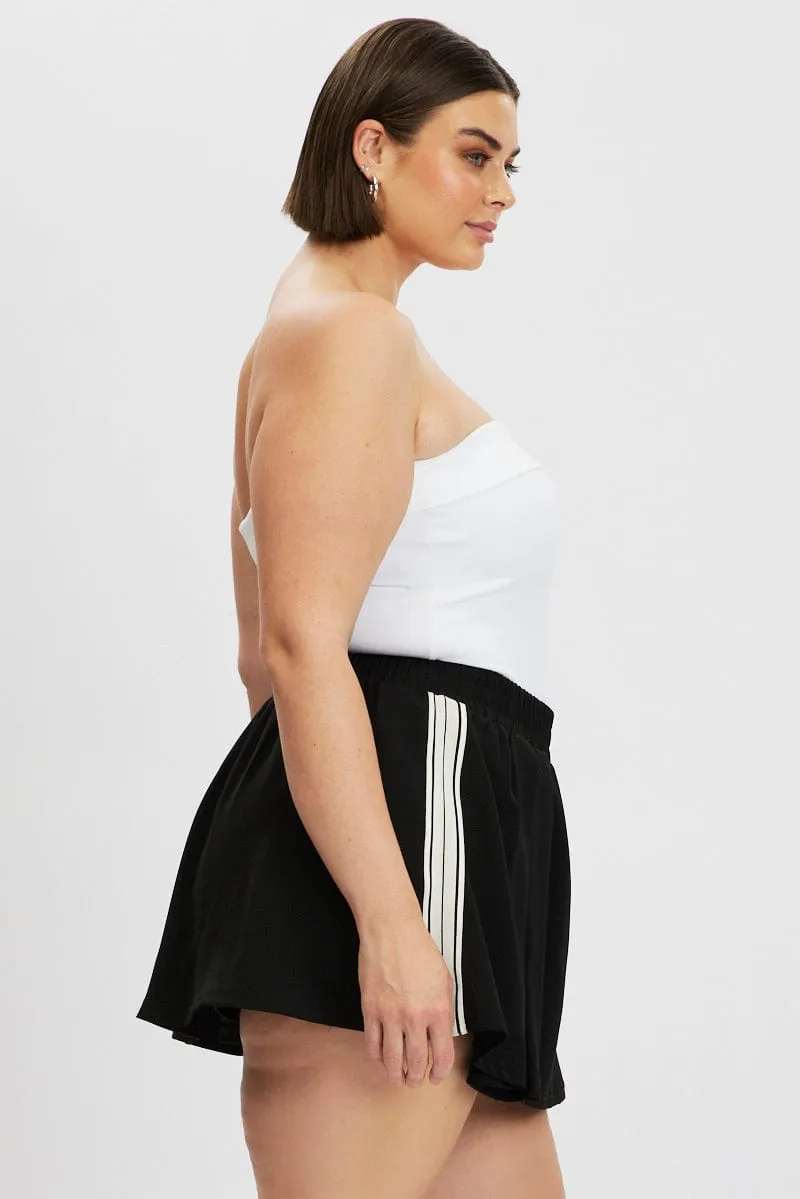 Black Side Stripe Mini Skort Skirt Breathable fabric
