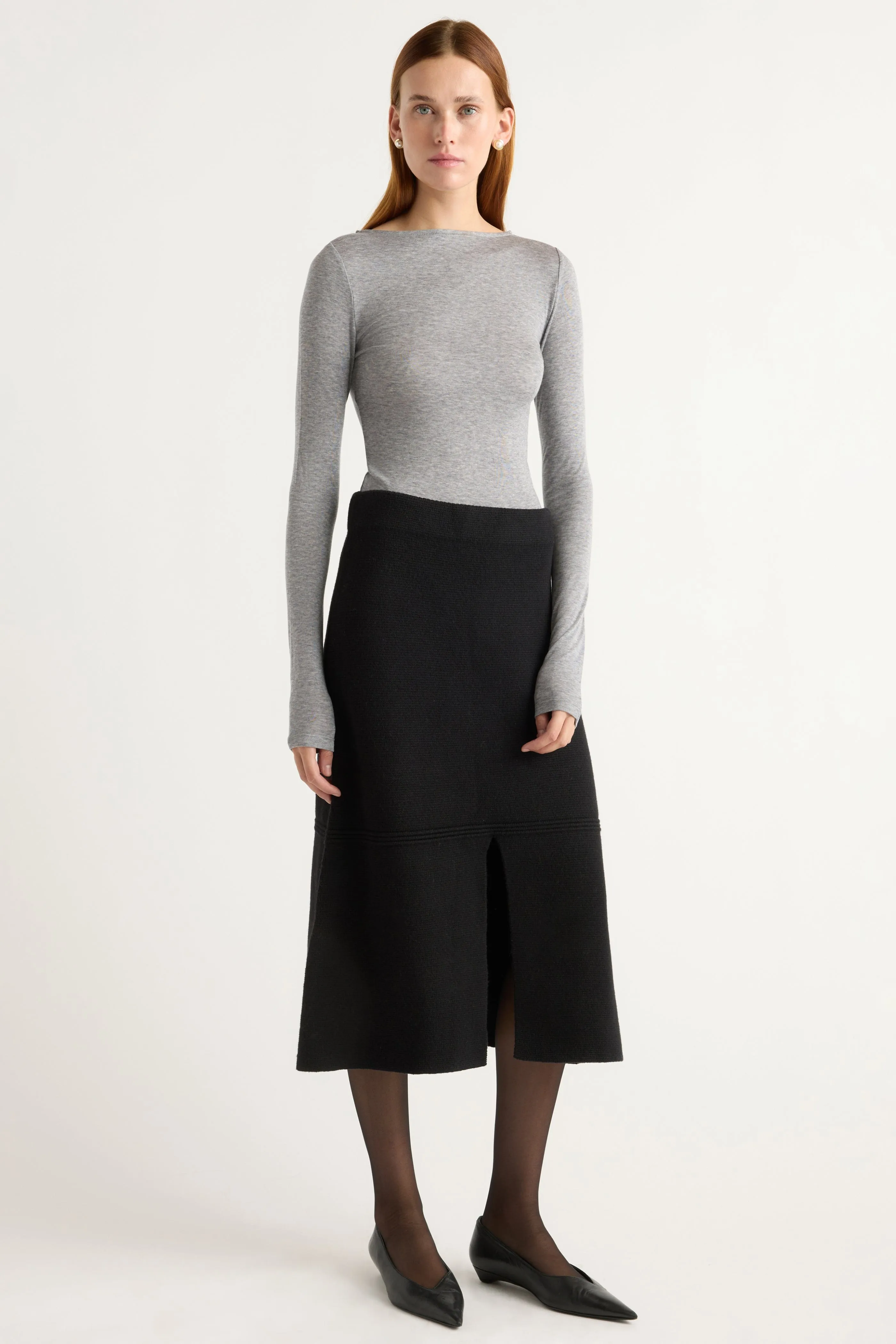 Shirred Back Lora Organic Cotton-Wool Skirt