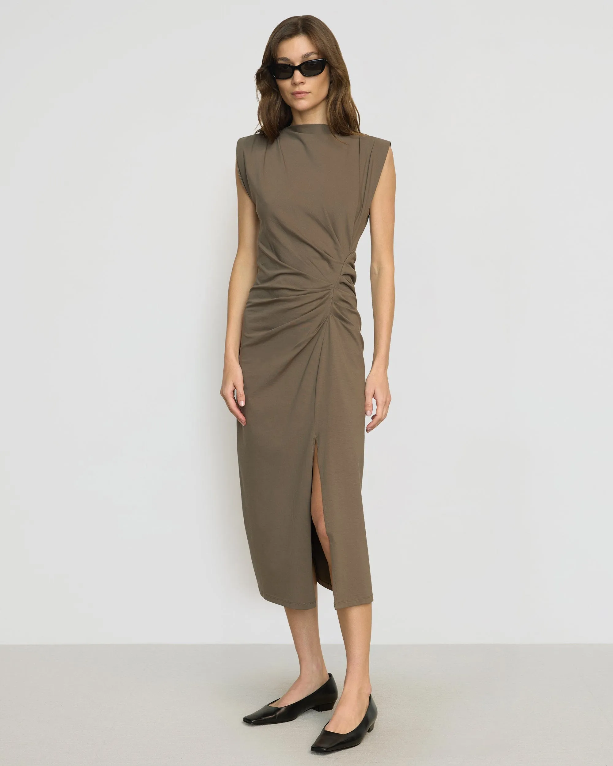 Khelan Sculpted Ruched-Waist Dress Casual Bottoms LightweightKnit