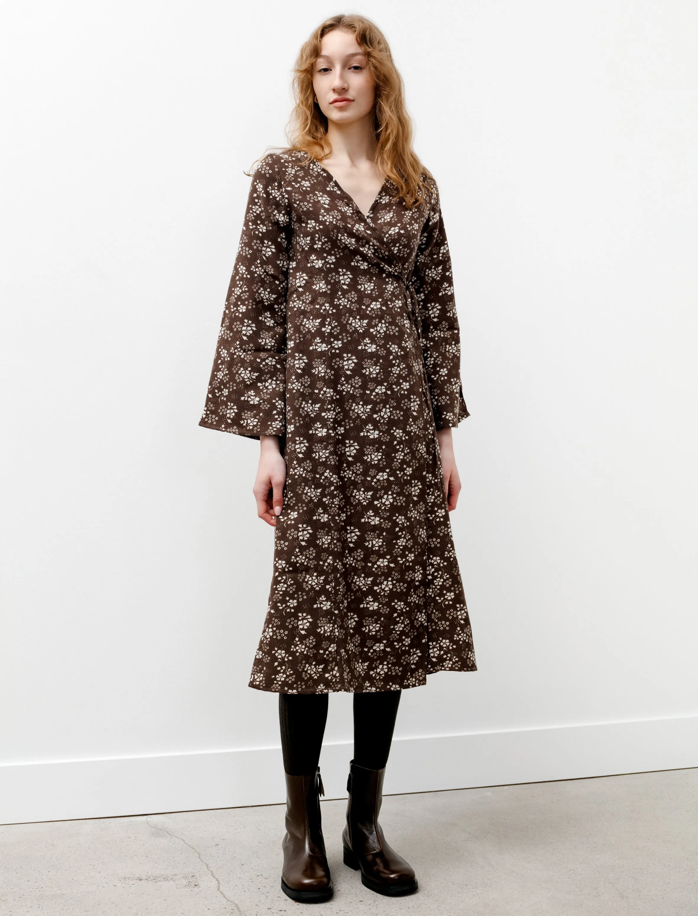 Wrap Dress Wool Viyella Floral EcoConscious Production FourWayStretchClothing