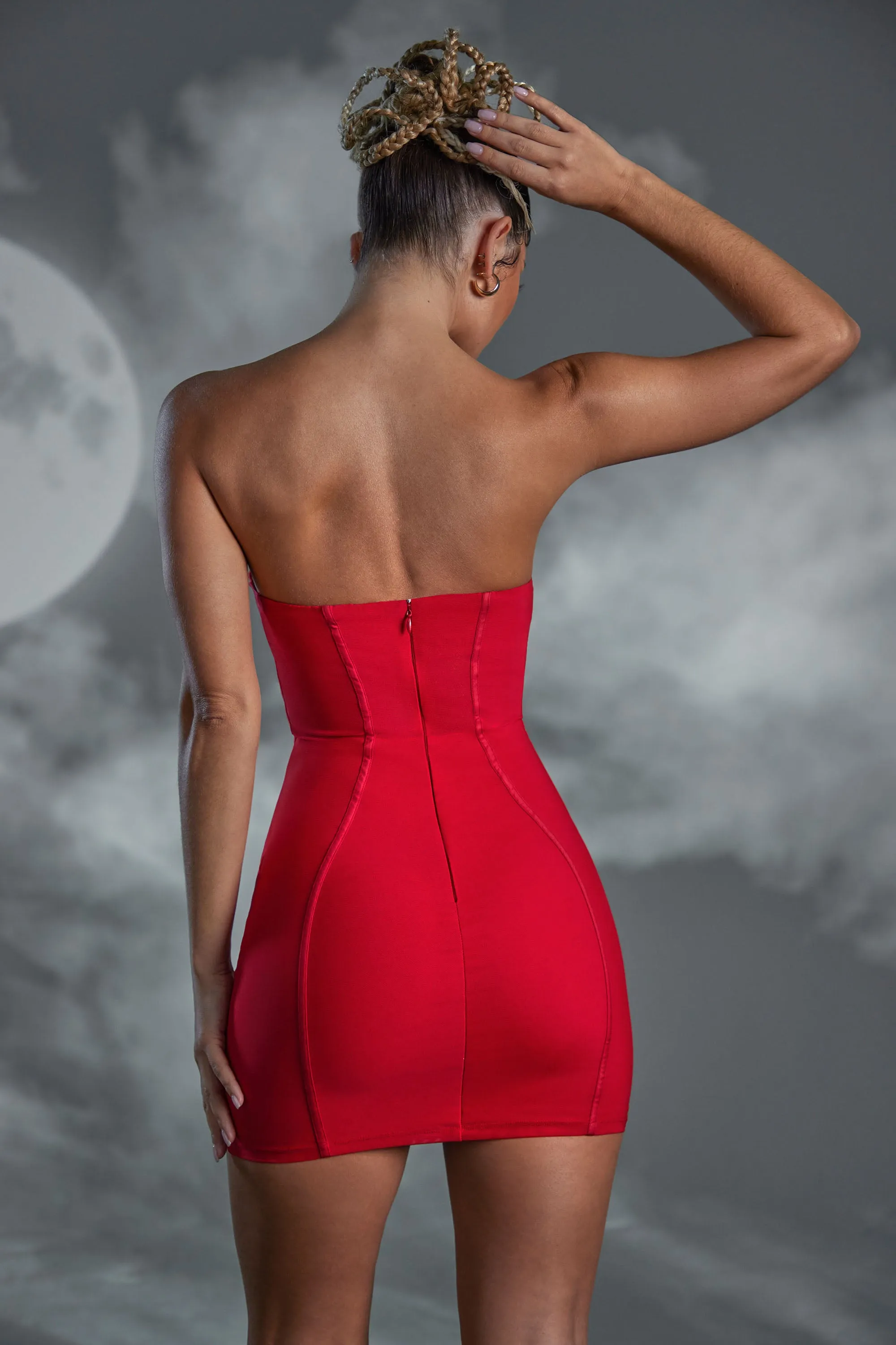 Pop Fresh Lace Up Bandeau Mini Dress in Red