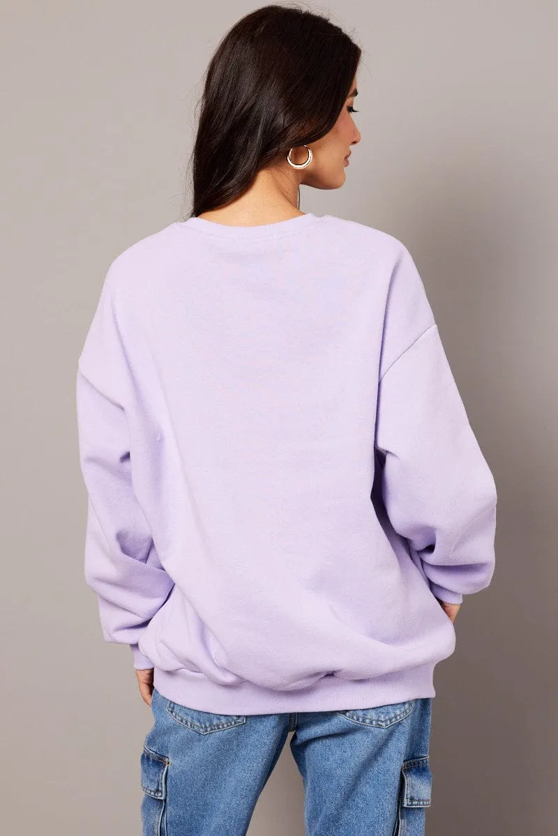 Abstract print product recommendation Purple Graphic Sweater Long Sleeve