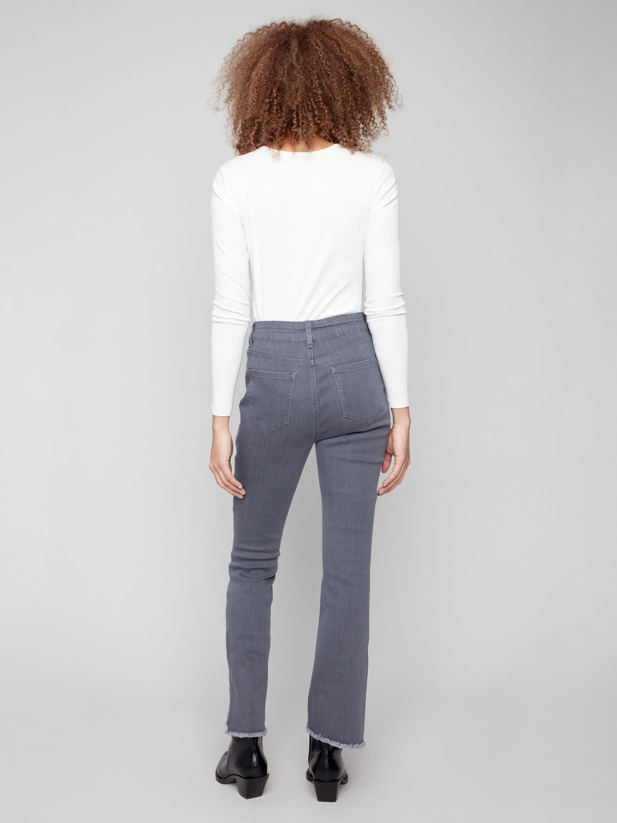 Front Tulip Hem Jeans - Medium Grey Foundation Piece Flexible Knee Panels