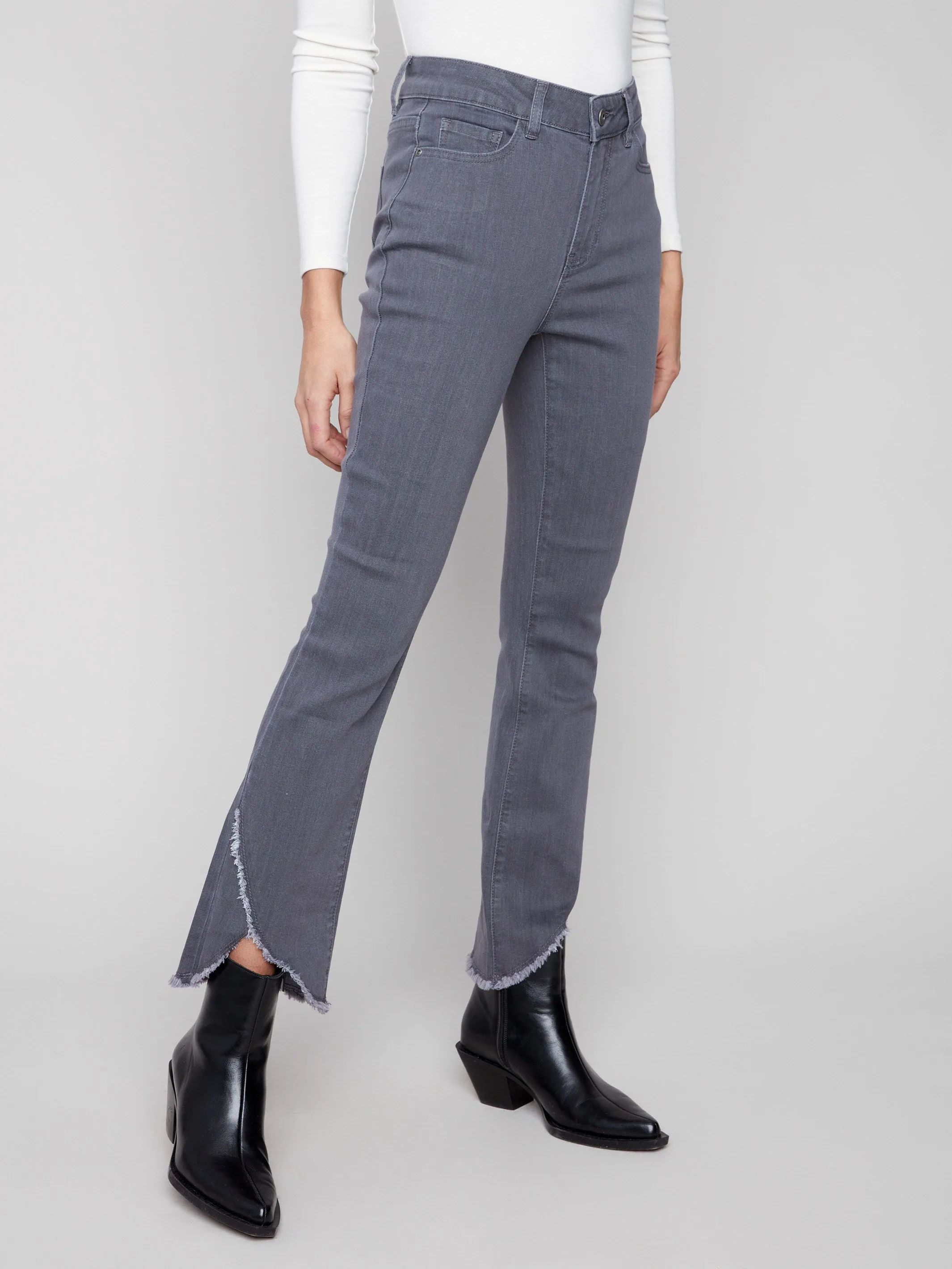 Front Tulip Hem Jeans - Medium Grey Eco Friendly Night Out