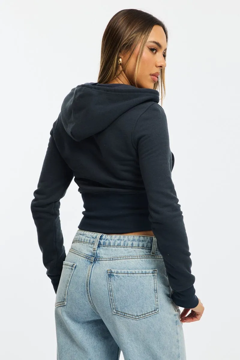 Blue Zip Through Hoodie Timeless Layer