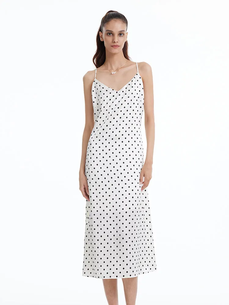 Polka Dots Spaghetti Strap Slip Maxi Dress Fashion Accessory WrinkleResistantClothing