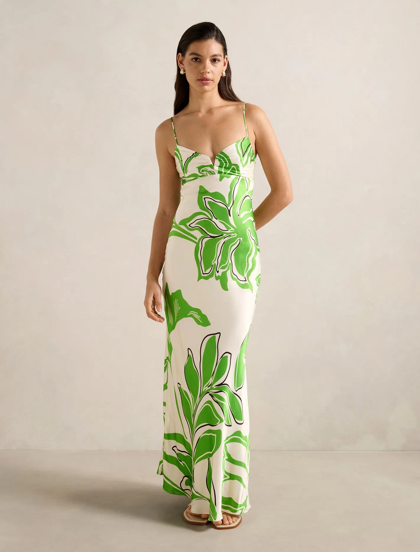 Sloane Printed Satin Maxi Dress Quartz Shine