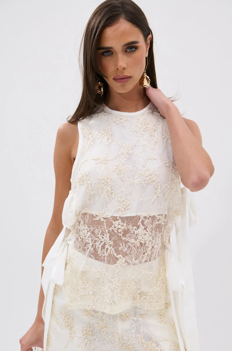 LANA FLORAL LACE BLOUSE desert medium quality
