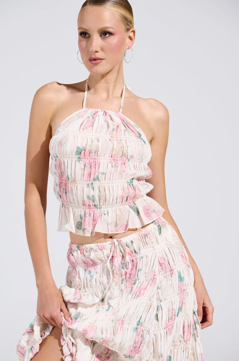 RUBY FLORAL BLOUSE Soft Flexible Double Layered Hem