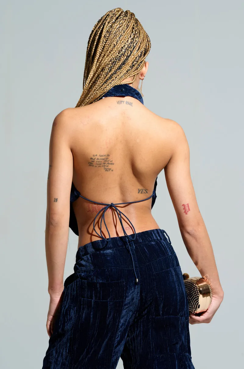 FEELING TEMPTED HALTER NECK TIE BACK TOP Street Comfort
