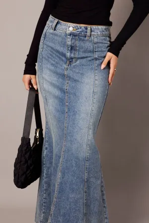 Cozy Movement Denim Maxi Skirt High Rise