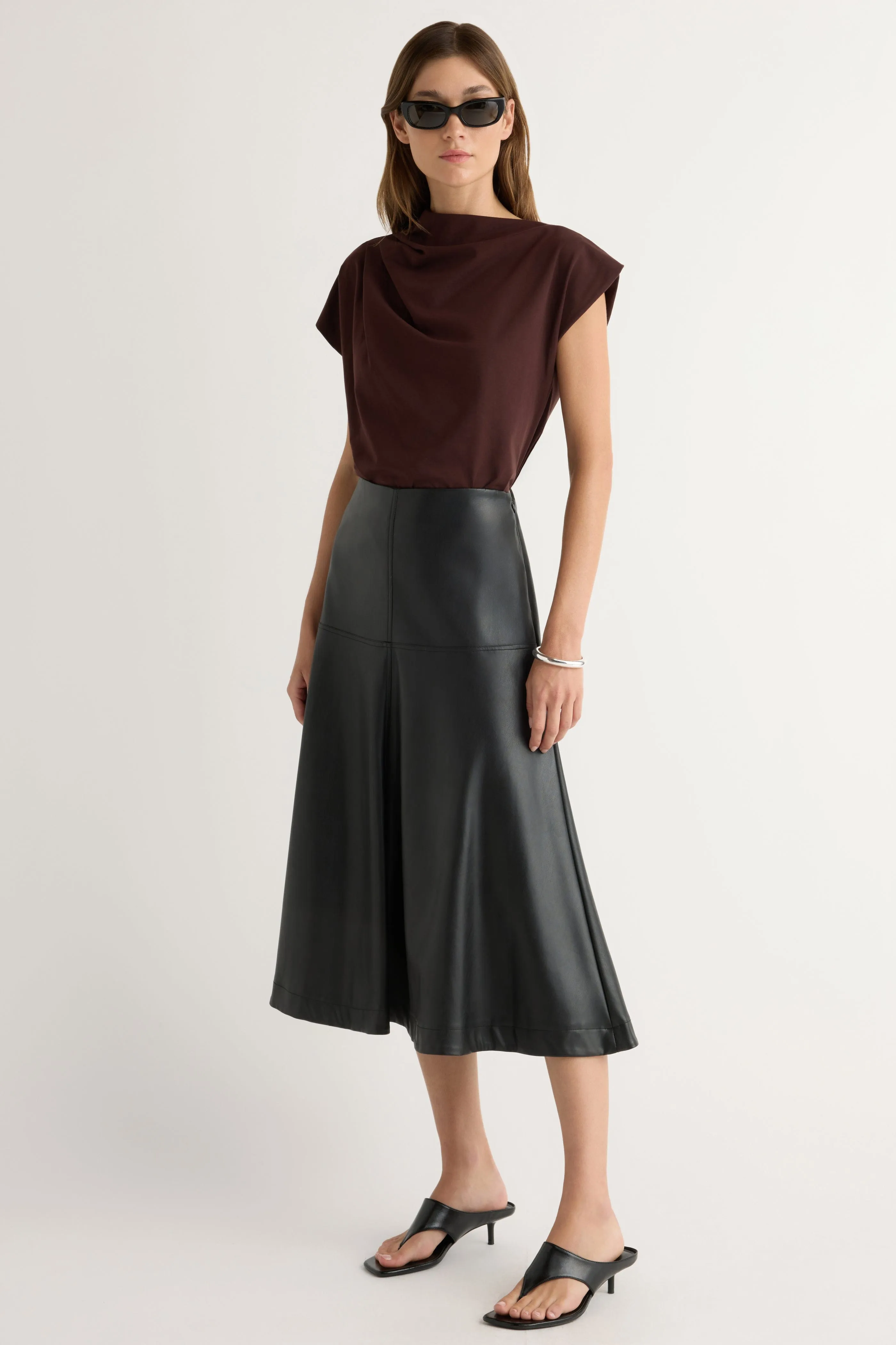 Craftsmanship Focus Natural Mood Harley A-Line Vegan Leather Skirt