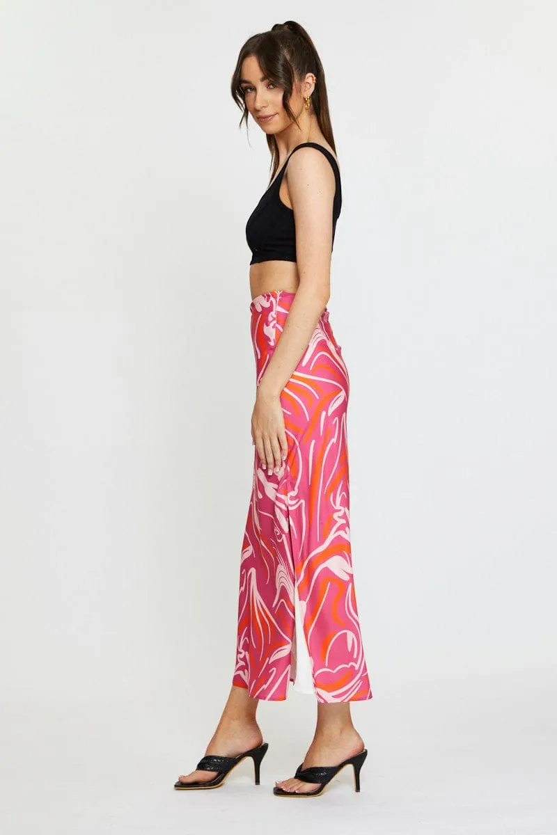 Outfit Focus Print Slip Skirt High Rise Maxi