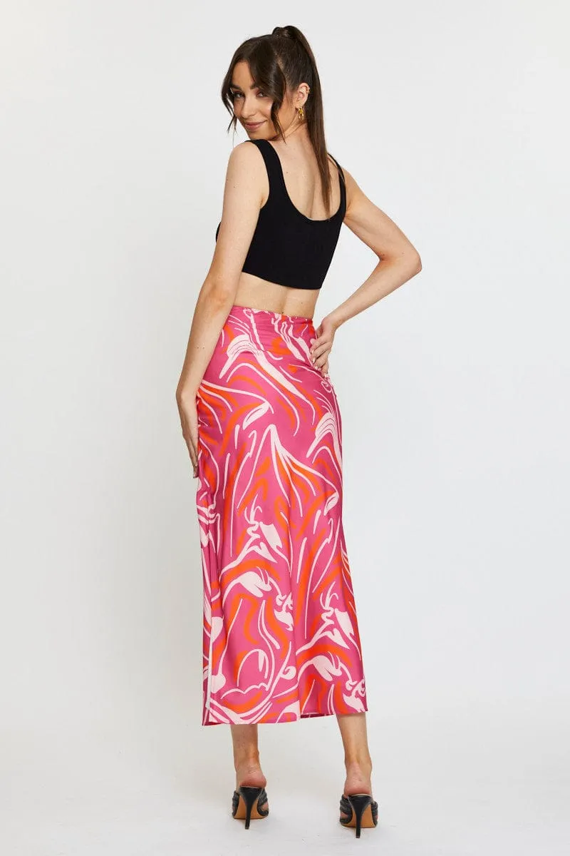 Outfit Game Print Slip Skirt High Rise Maxi