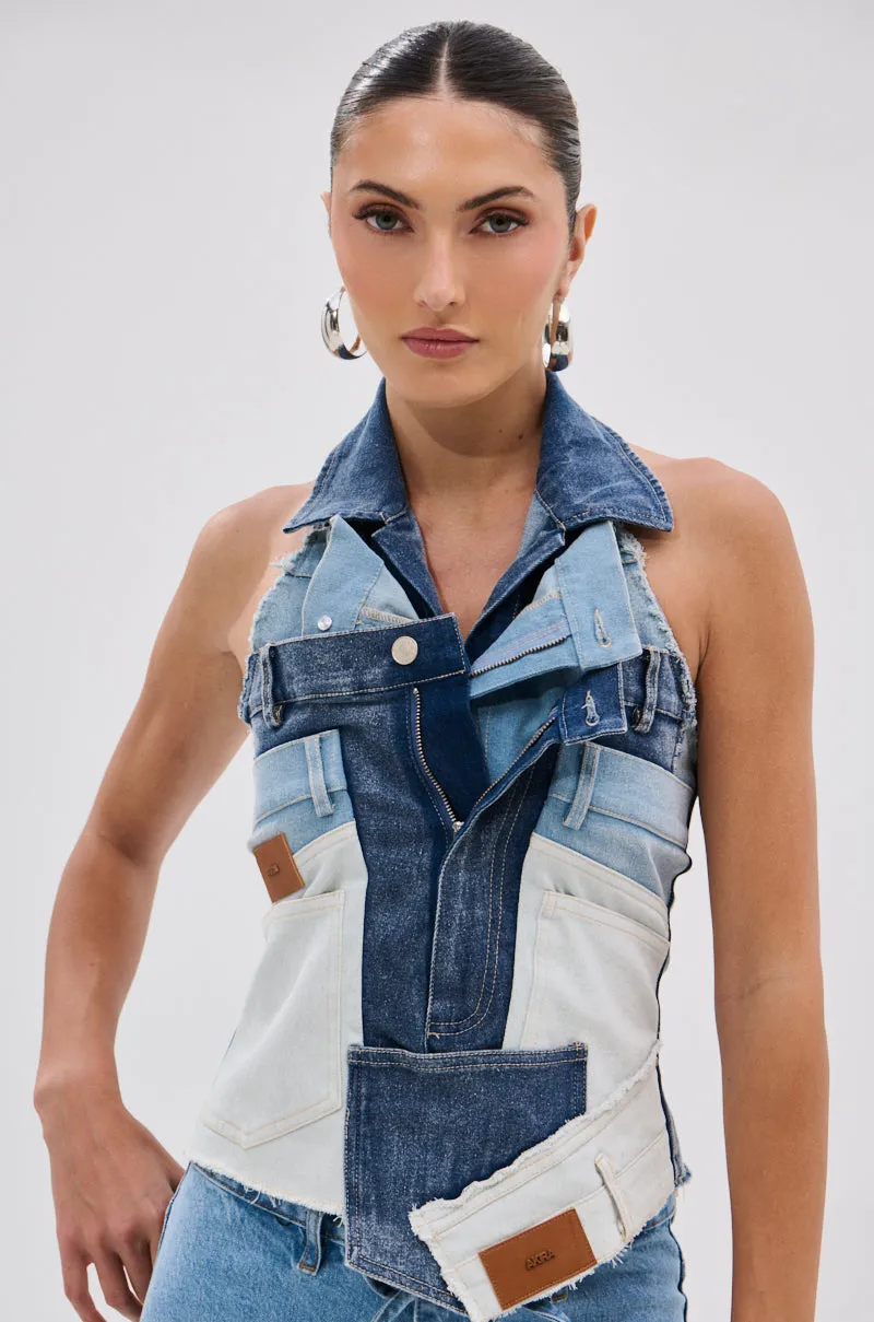 Next - generation ALWAYS RIGHT DENIM ABSTRACT BLOUSE