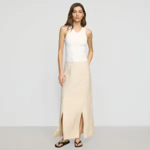 Influencer Style Ranni Front-Vent Linen-Blend Skirt