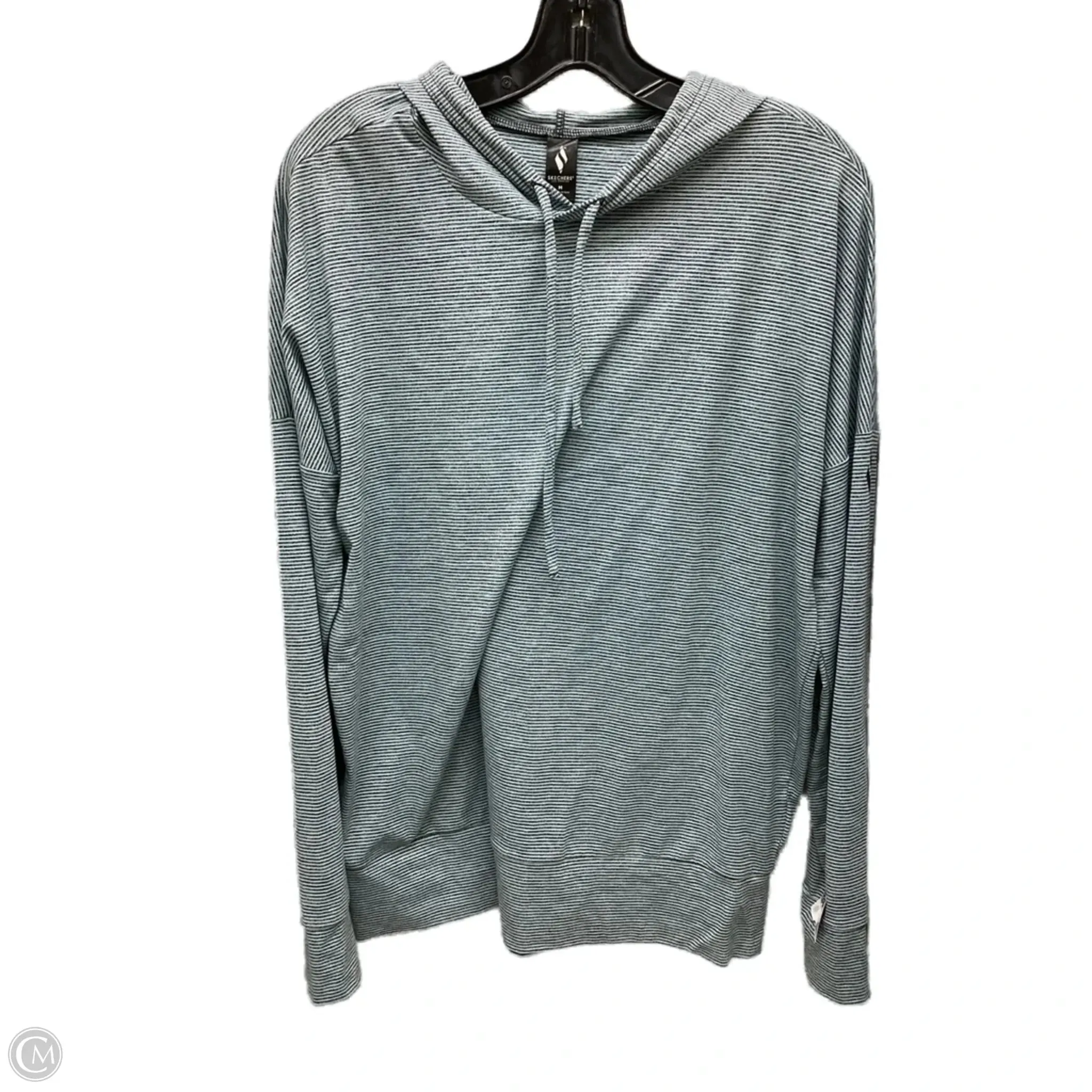 Sweatshirt Hoodie By Skechers In Striped Pattern, Size: M Web Glow Smooth Line