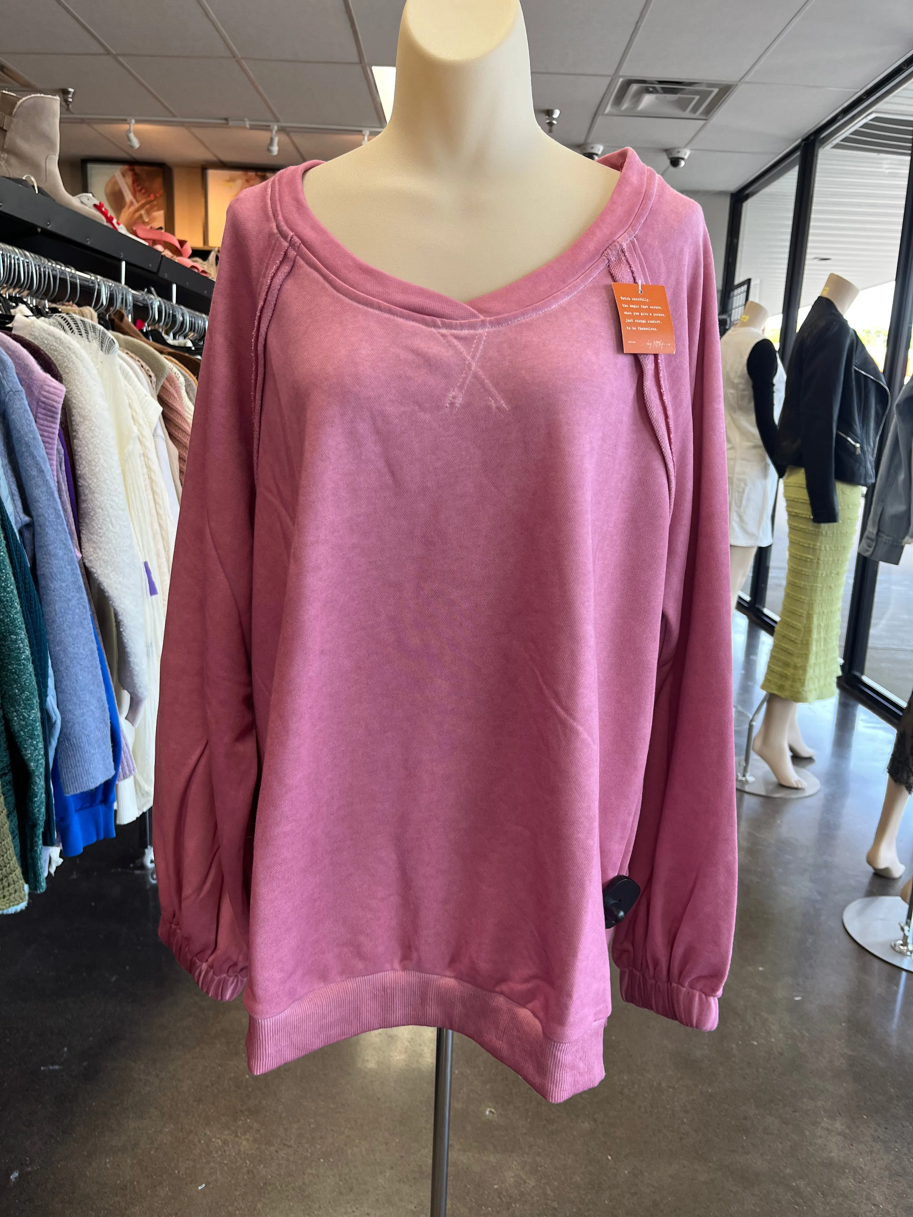 Sequin Glow Trendy Trousers SWEATSHIRT CREWNECK by POL In PINK, Size: S
