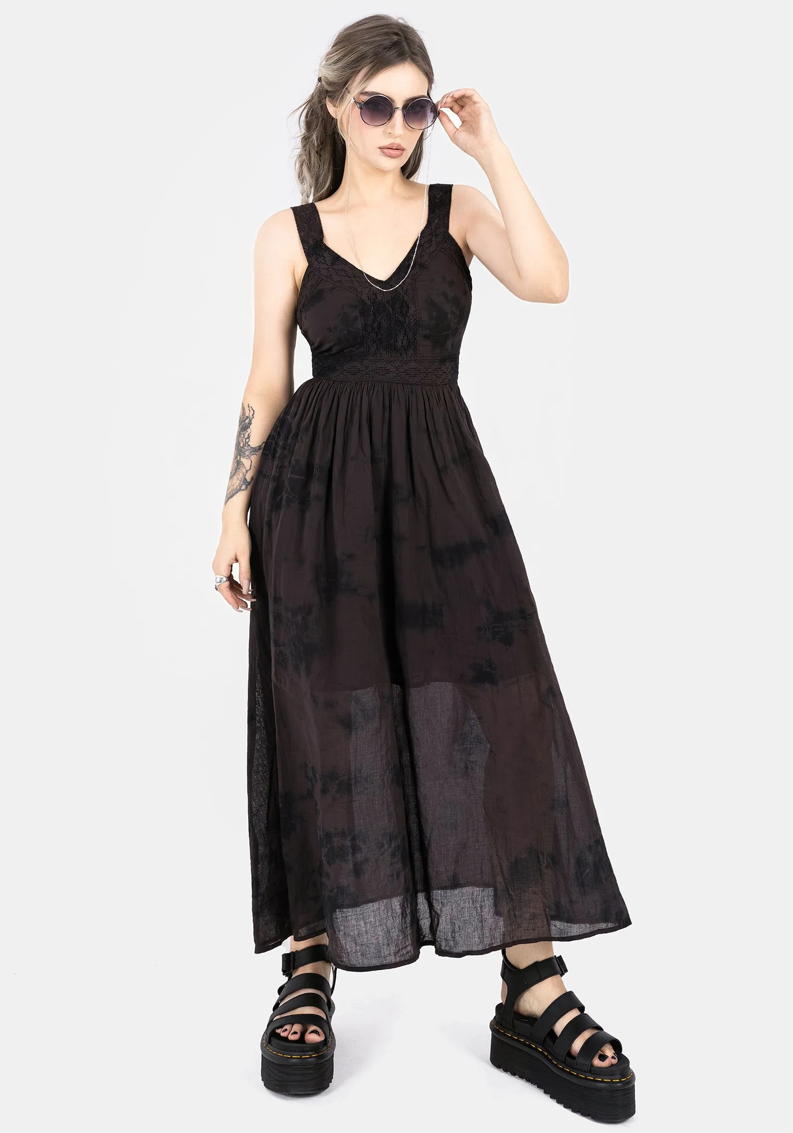 Burnout Tie Die Cotton Midaxi Dress Sunshine Hour