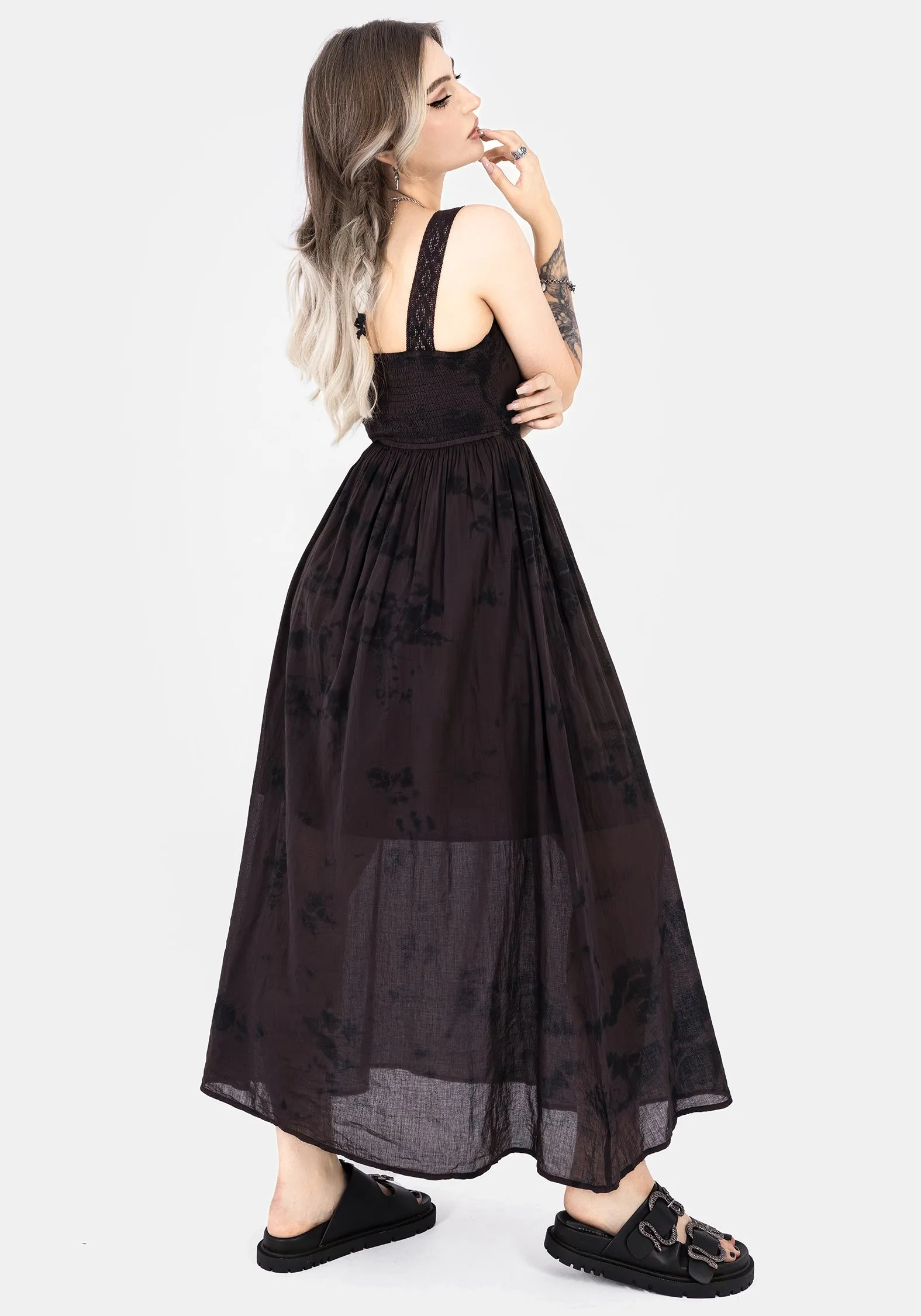 The elegant cut of this dress highlights your figure while offering plenty of room to move Burnout Tie Die Cotton Midaxi Dress
