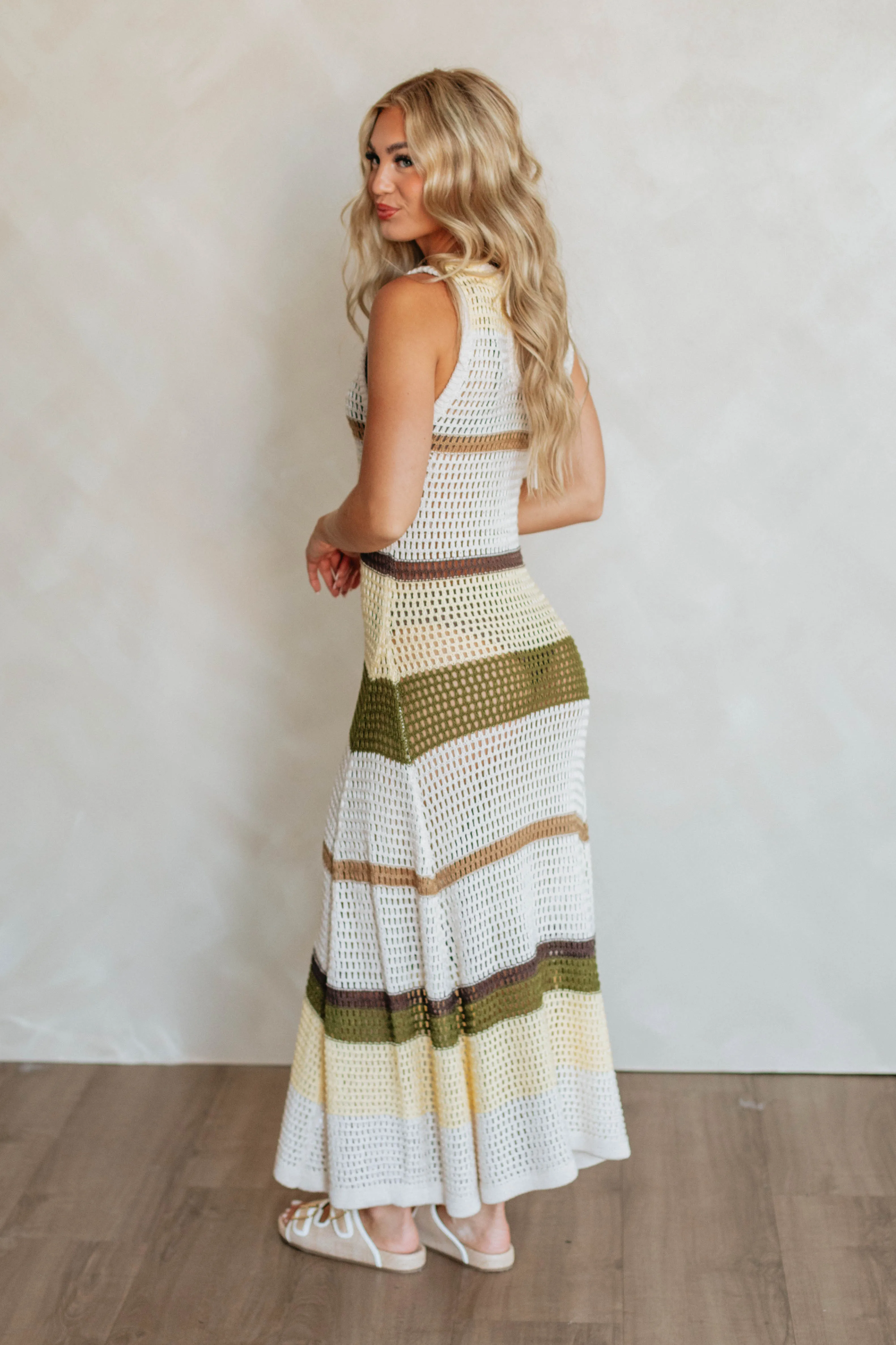 Suni Crochet Striped Dress Crafted with high-quality materials this dress ensures both comfort and durability
