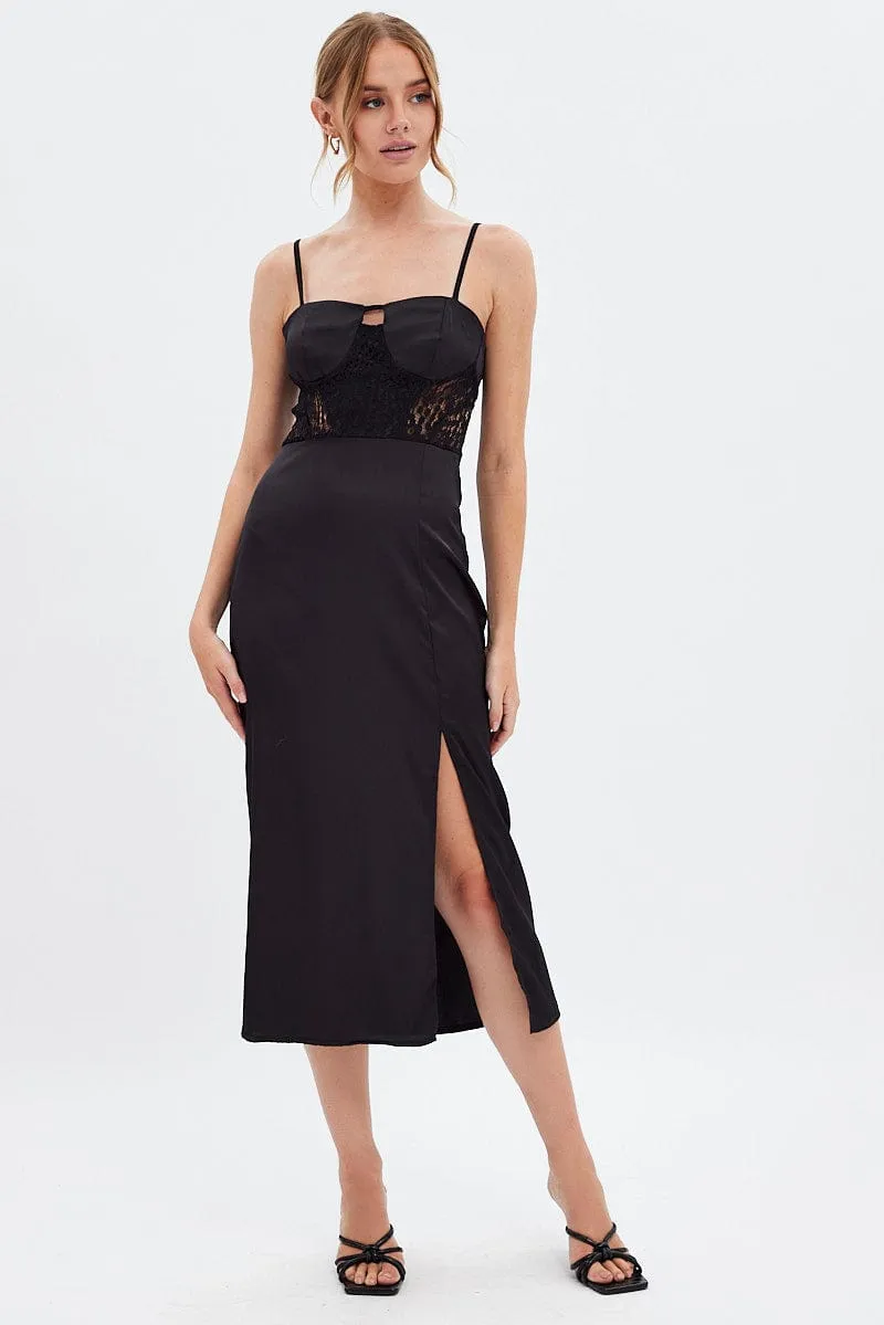Windy Ready Orbit Light Black Sweetheart Satin Dress