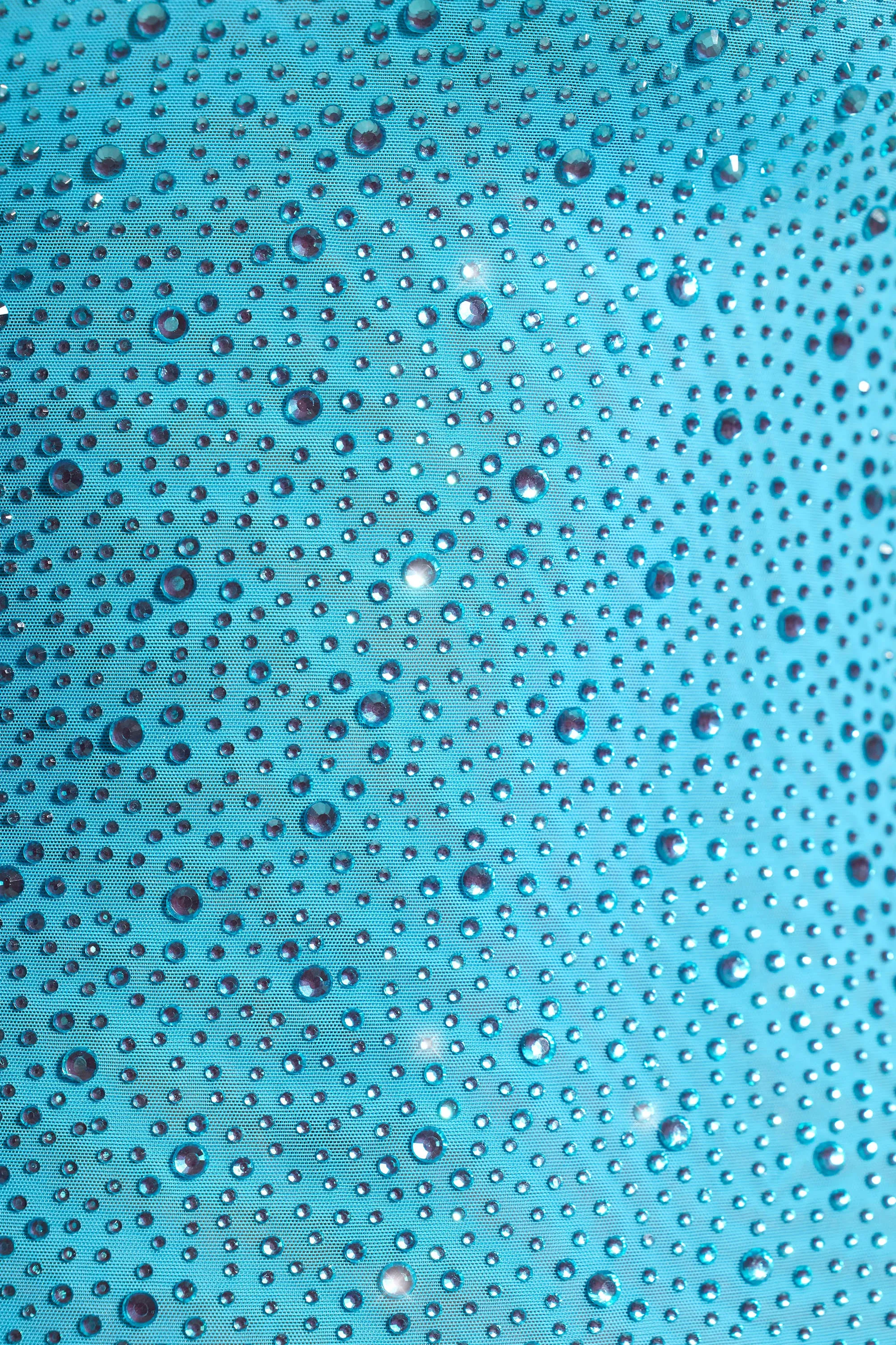 Embellished Bodycon Mini Dress in Aqua Blue Star Glow Shift Style