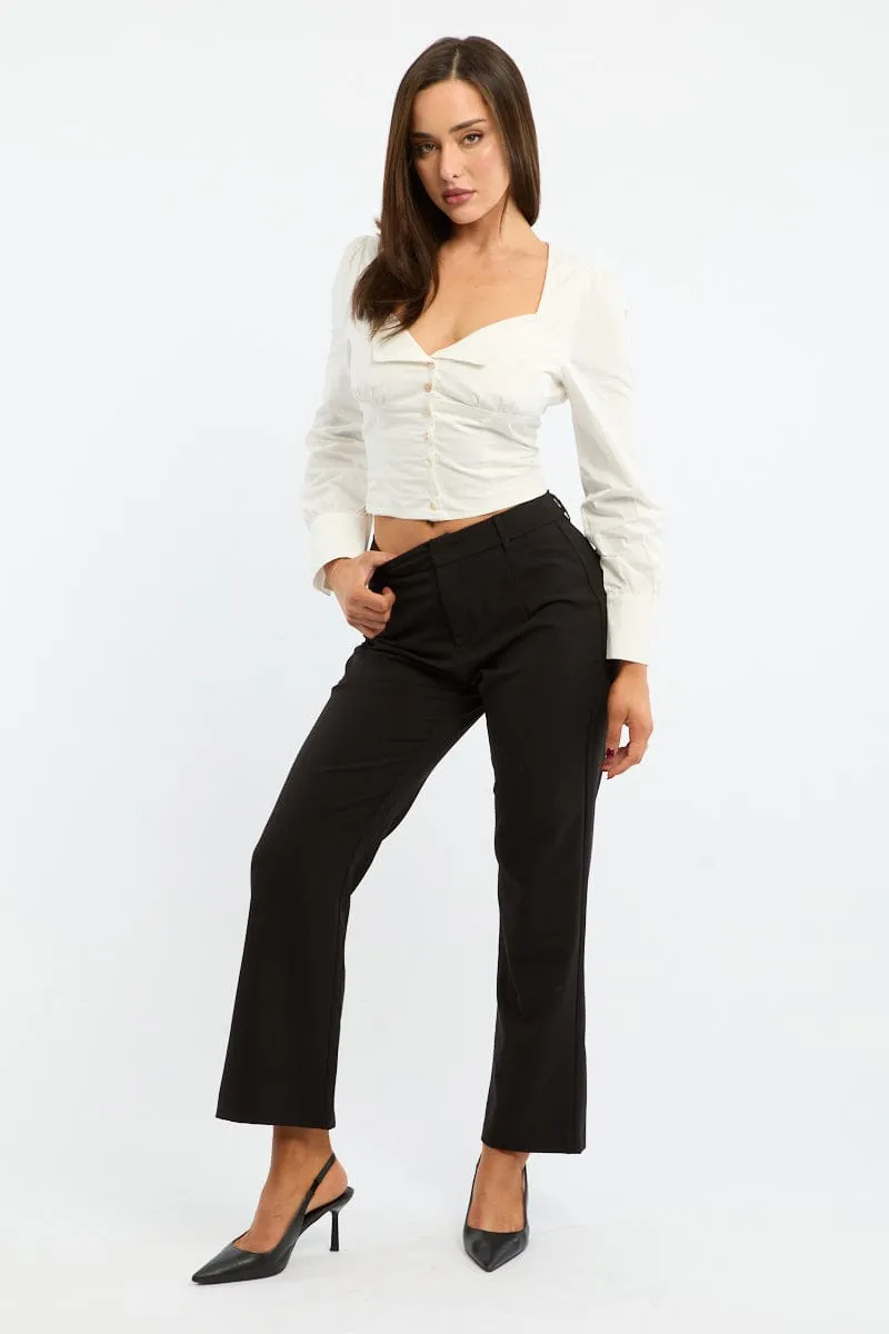 All Day Wear Moisture Wicking Fabric Black Cropped Pants