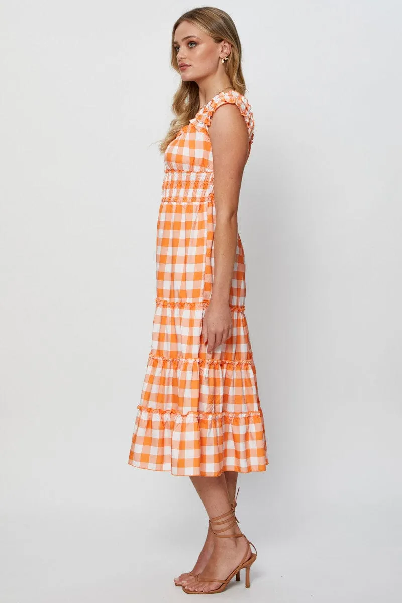 Check A Line Dress Sleeveless Midi Galaxy Glow
