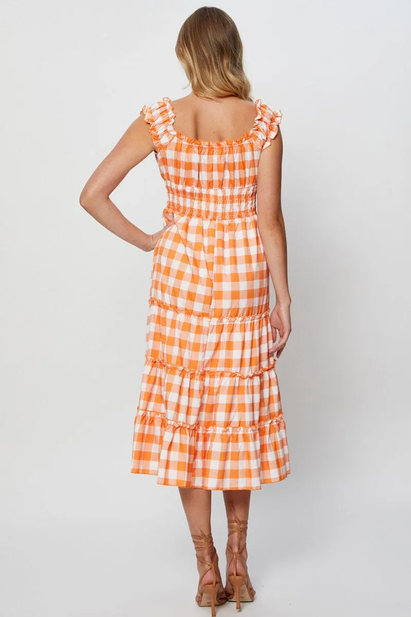 Sophisticated Comfort Check A Line Dress Sleeveless Midi