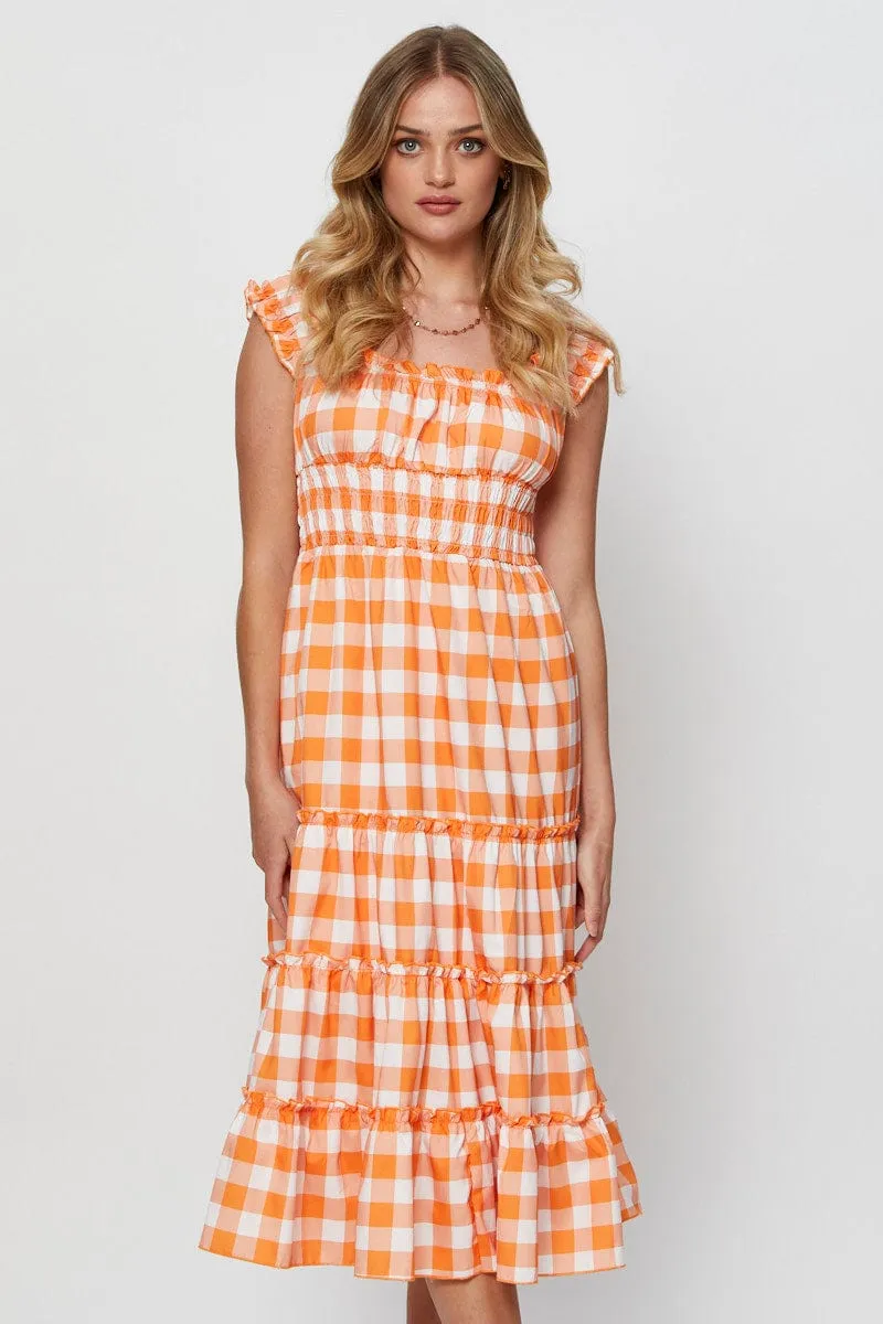 Contemporary Style Check A Line Dress Sleeveless Midi