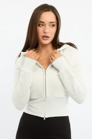 Grey Zip Through Hoodie Casual Hoodie