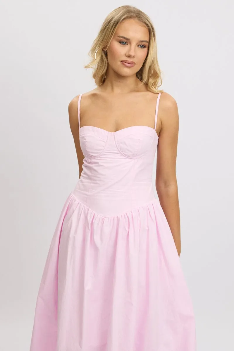 Pink Midi Dress Corset Bust Ocean Breeze Smart Layer