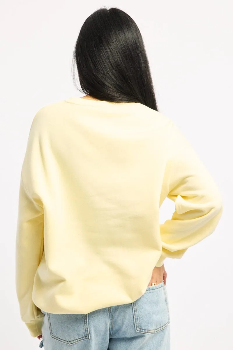 Yellow Graphic Sweater Long Sleeve Popular